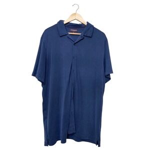 Johnston & Murphy Mens XL Navy Blue Modal Blend Short Sleeve Polo Shirt